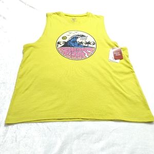 Reebok CrossFit XL Tank Tidalwave Bright Retro Look Lime Womens Crew Neck Gym